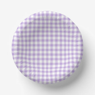 Classic Gingham Soft Lavender Paper Plate