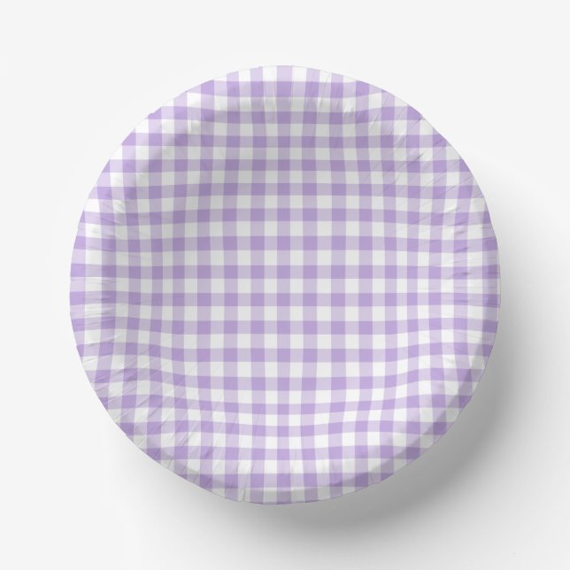 Classic Gingham Soft Lavender Paper Plate (Front)