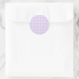 Classic Gingham Soft Lavender Round Sticker