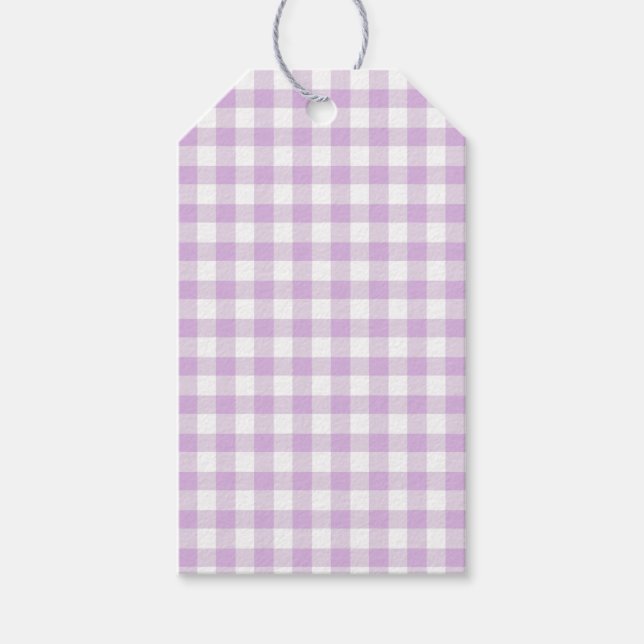 Classic Gingham Soft Lilac Gift Tags (Front)