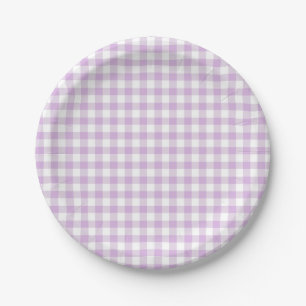Classic Gingham Soft Lilac Paper Plate