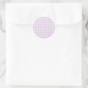 Classic Gingham Soft Lilac Round Sticker