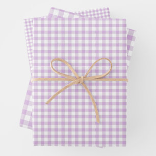 Classic Gingham Soft Lilac Wrapping Paper Sheet