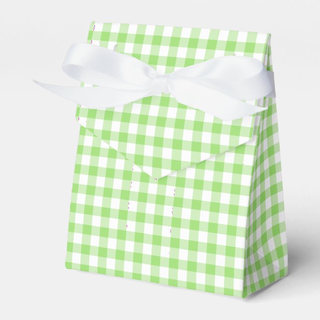 Classic Gingham Spring Green Favour Box (Front Side)