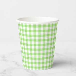 Classic Gingham Spring Green Paper Cups