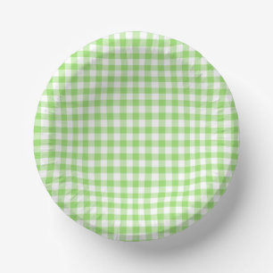 Classic Gingham Spring Green Paper Plate