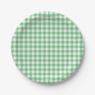 Classic Gingham Summer Green Paper Plate