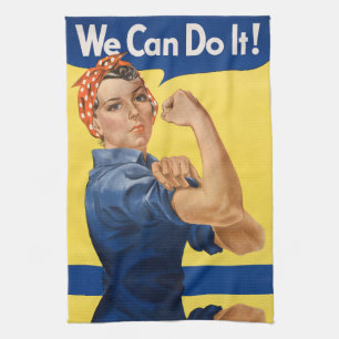 Classic Girl Power Empowerment Pop Art Print Tea Towel