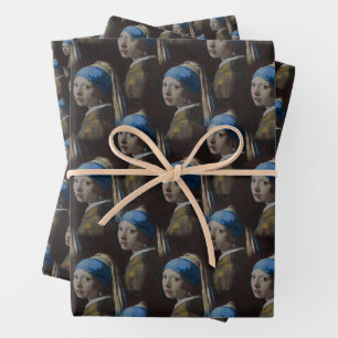 Classic Girl With a Pearl Earring Cross Stitch Art Wrapping Paper Sheet