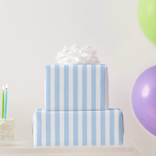 Classic Girly Pastel Blue Stripe Pattern Spring Wrapping Paper