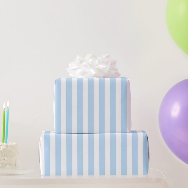 Classic Girly Pastel Blue Stripe Pattern Spring Wrapping Paper (Party Gifts)
