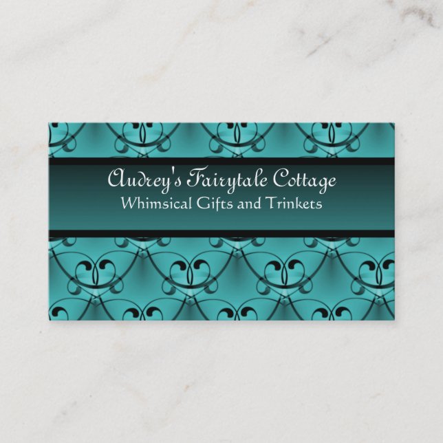 Classic Glam Business Card, Bold Teal Business Card (Front)