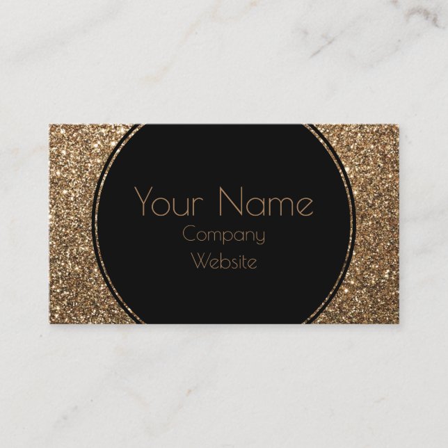 Classic Glamour Gatsby Black and Gold Glitter Business Card (Front)