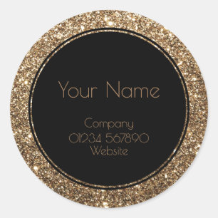 Classic Glamour Gatsby Black and Gold Glitter Round Sticker