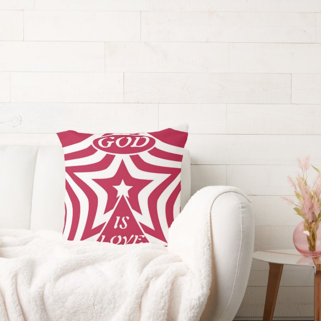 Classic God Is Love Star Red & White - Christian Cushion (Couch)