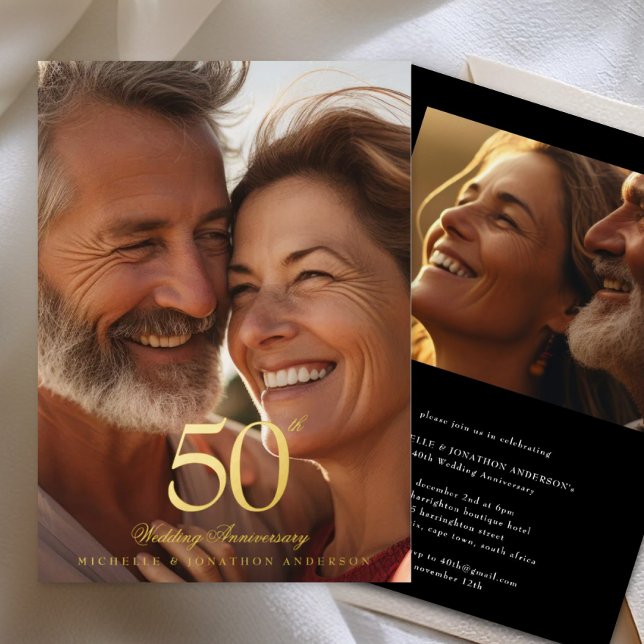 Classic Gold 50th Photo Wedding Anniversary (Creator Uploaded)