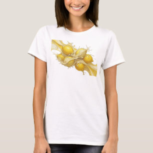 Classic Gold Abstract Lemons Graphic Design T-Shirt