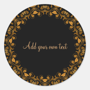 Classic gold and black ornate template round sticker