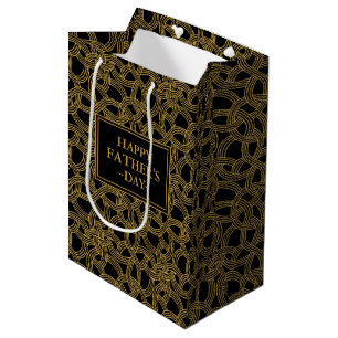 Classic Gold and Black Pattern Father's Day Medium Gift Bag