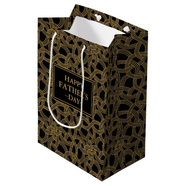 Classic Gold and Black Pattern Father's Day Medium Gift Bag (Front Angled)