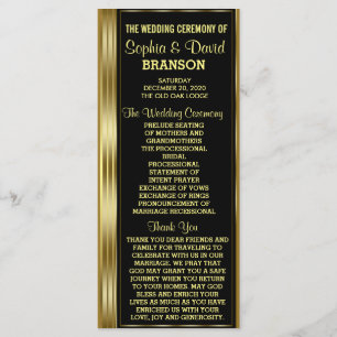 Classic Gold and Black Wedding Custom Program Programme