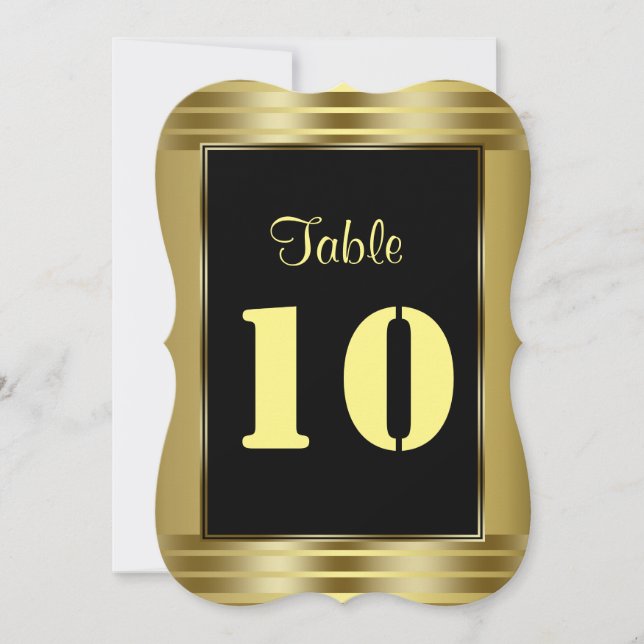 Classic Gold and Black Wedding Table Number (Front)