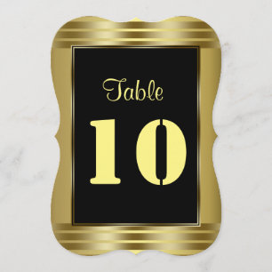 Classic Gold and Black Wedding Table Number