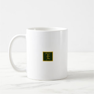 Classic Gold and Green Monogram Minimalist Mug