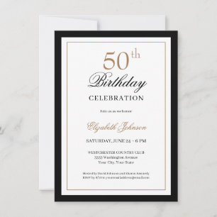 Classic Gold Black 50th Birthday  Invitation
