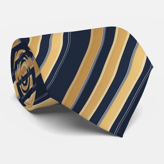 Classic Gold Black Horizontal Stripe Tie (Rolled)
