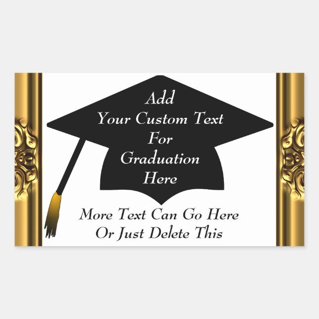 Classic Gold Border Graduation Stickers (Front)