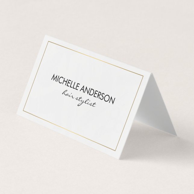Classic Gold Border Hair Stylist Business Card (Front)