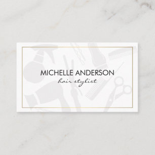 Classic Gold Border Hair Stylist Business Card