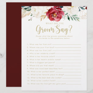 Classic Gold Bridal Shower What did the Groom Say