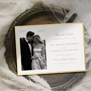 Classic Gold Brushed Frame Photo Wedding Save Date