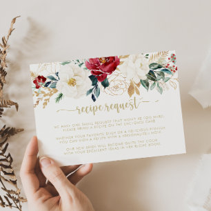 Classic Gold Burgundy Wedding Recipe Request  Enclosure Card