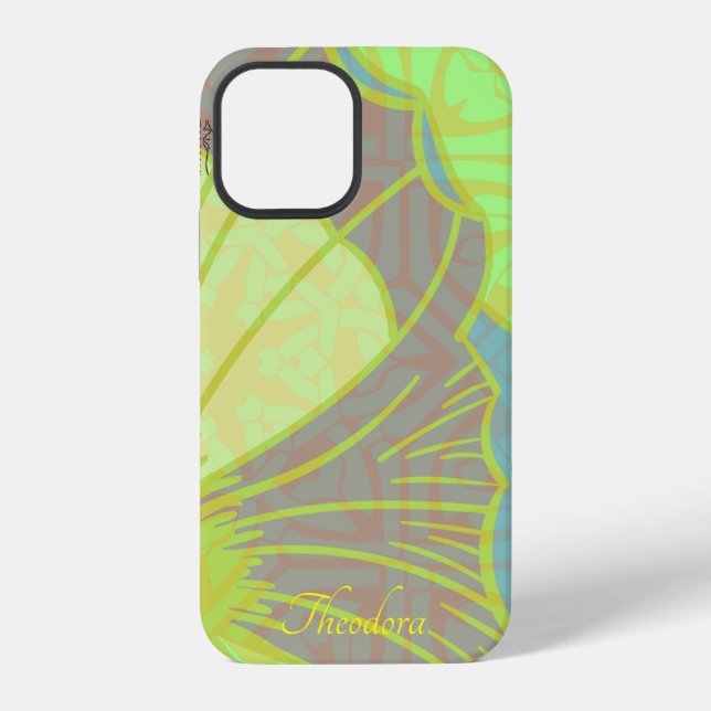 Classic Gold Butterfly Pistachio Violet Pattern iPhone Case (Back)