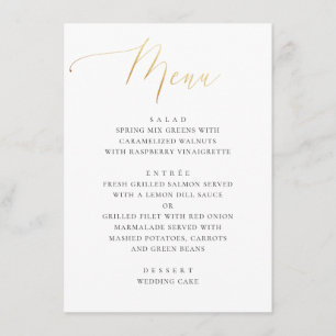 Classic Gold Calligraphy   Elegant Formal Wedding Menu