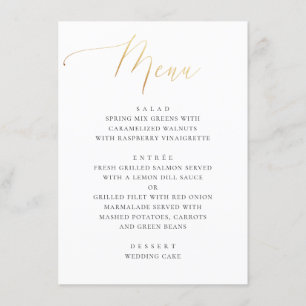 Classic Gold Calligraphy   Elegant Formal Wedding Menu