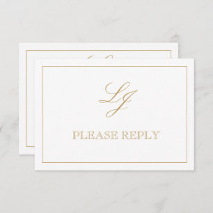 Classic Gold Calligraphy Monogram No Meals RSVP Card