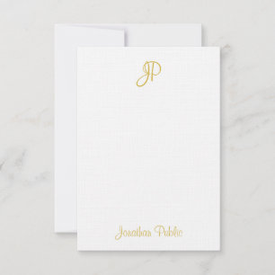 Classic Gold Calligraphy Monogram Vertical Design Card