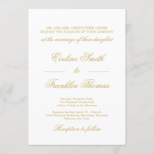 Classic gold calligraphy script lettering wedding invitation