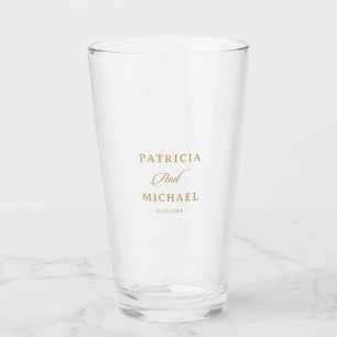 Classic Gold Calligraphy Wedding Glass