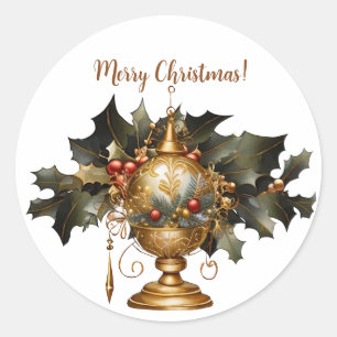 Classic Gold Christmas Ornament Classic Round Sticker