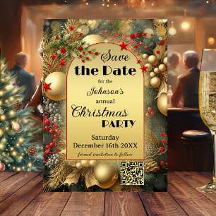 Classic Gold Christmas Save the Date Card