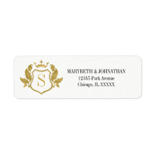 Classic Gold Crest Wedding Address Label