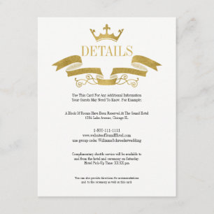 Classic Gold Crest Wedding Details Card