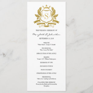 Classic Gold Crest Wedding Program Programme