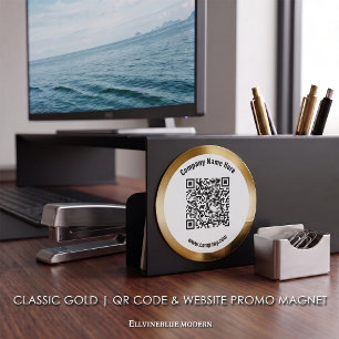 Classic Gold Custom QR Code & Website Promo Magnet