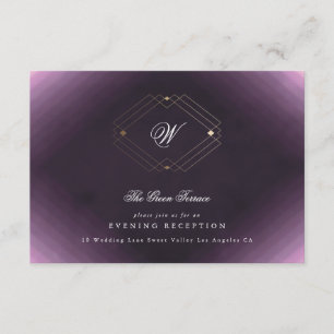 Classic Gold Deco Purple Calligraphy Monogram Enclosure Card
